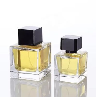 High quality Luxury Square Design 30ml 50ml Glass Empty Customized Spray Perfume Bottle With Lid