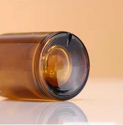 New Luxury Cylinder Shape Amber Spray Glass Bottle 30ml 50ml 100ml Cosmetic Amber Perfume Bottle With Round Wooden Lids