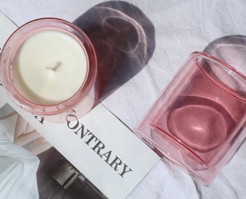 High Quality Borosilicate Luxury Empty Candle Vessel Double Wall Glass Candle Jars For Candle Making