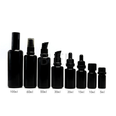 Black Round Glass Dropper Bottle Serum Glass Essensial Oil Bottle