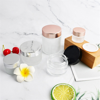 Makeup Clear Glass Cosmetic Jars Bottles Custom Painting Matte Pink Lid