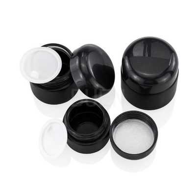 Forsted Glass Empty Cosmetic Jars Round, Shinny Black Cap Travel Cosmetic Jar