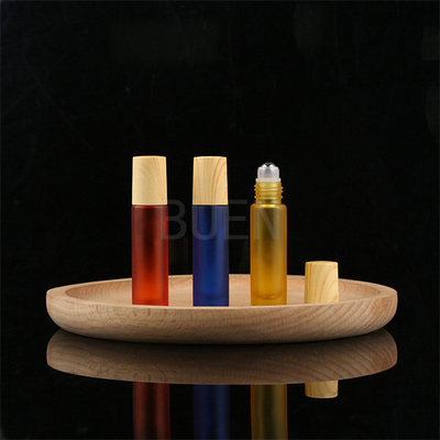 10ml Leak Proof Glass Roll On Bottle Skin Care With Bamboo Cap
