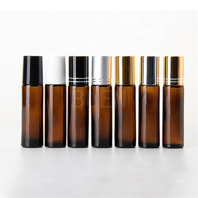Leak Proof Roller Perfume Bottles 5ml Matte Black With Metal Ball Lid