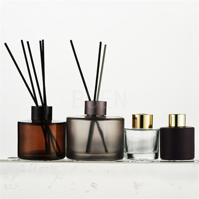Empty Glossy Glass Aroma Diffuser Bottle Matte Frosted Black Diffuser Refill Bottles