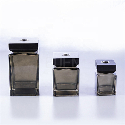 Square Reed Glass Aromatherapy Diffuser Oil Bottle Transparent Black