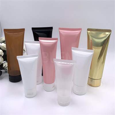 Two Layer Plastic Cosmetic Soft Tube Shinny Color With Flip Top Cap