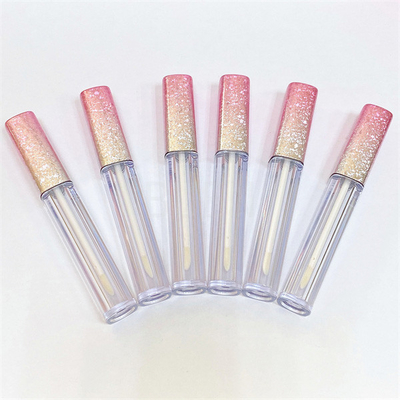 Ombre Glitter Square Plastic Lip Gloss Tube With Wand Pink 10ml