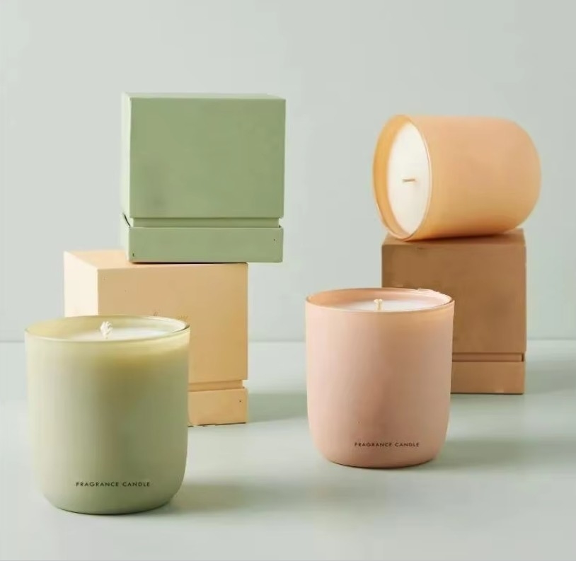 8oz Wholesale Unique Round Bottom Shape Matte Milky Luxury Glass Candle Jars With Cork Lids