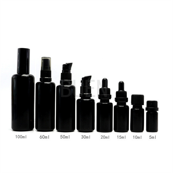 Black Round Glass Dropper Bottle Serum Glass Essensial Oil Bottle