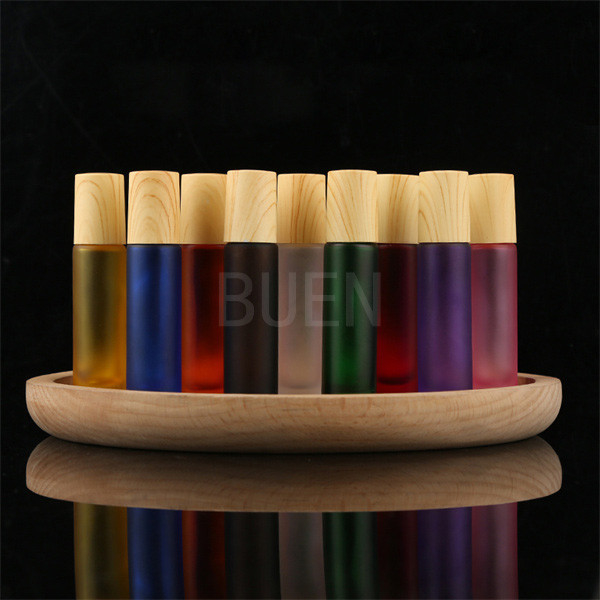 10ml Leak Proof Glass Roll On Bottle Skin Care With Bamboo Cap