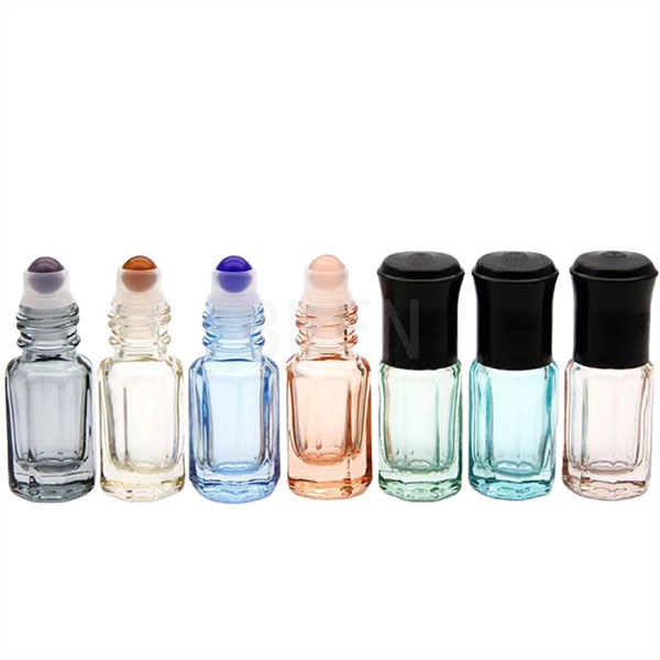 Colorful Glass Roll On Bottle 3ml ,  Mini Roller Ball Perfume Bottle